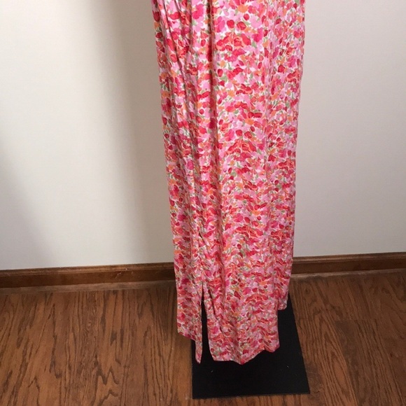 Erika Pink Floral Maxi Slip Dress Y2K Orange - Picture 3 of 5